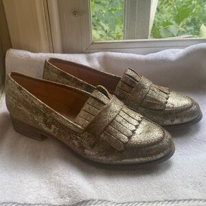 Seychelles Metallic Gold Leather Loafers 8.5